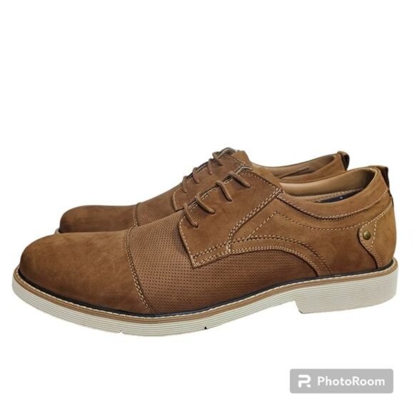 Steve Madden Leather Lace Up Oxford Shoe 12 Brown Preppy Business Casual Comfort